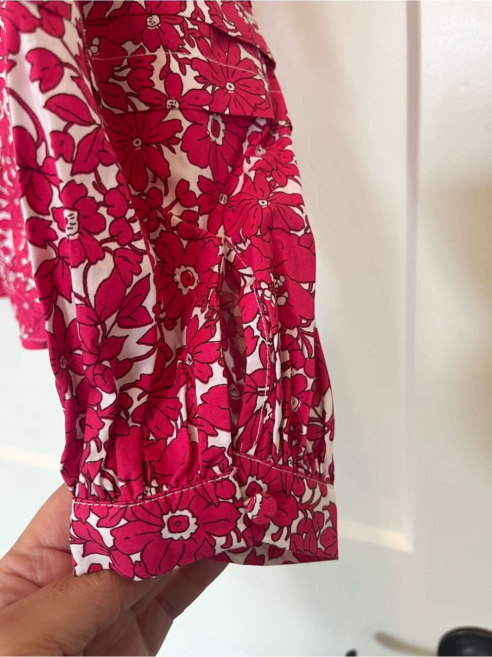 J. Crew Cotton Floral Long Sleeve Popover Blouse Top Pink Peasant Cottagecore S - Picture 7 of 11